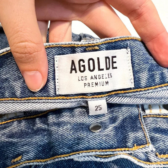 AGOLDE Distressed Medium Wash Denim Straight Leg High Waist Classic Jeans  25 - Picture 7 of 9